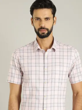 Men Checked Half Sleeve Cotton Shirt