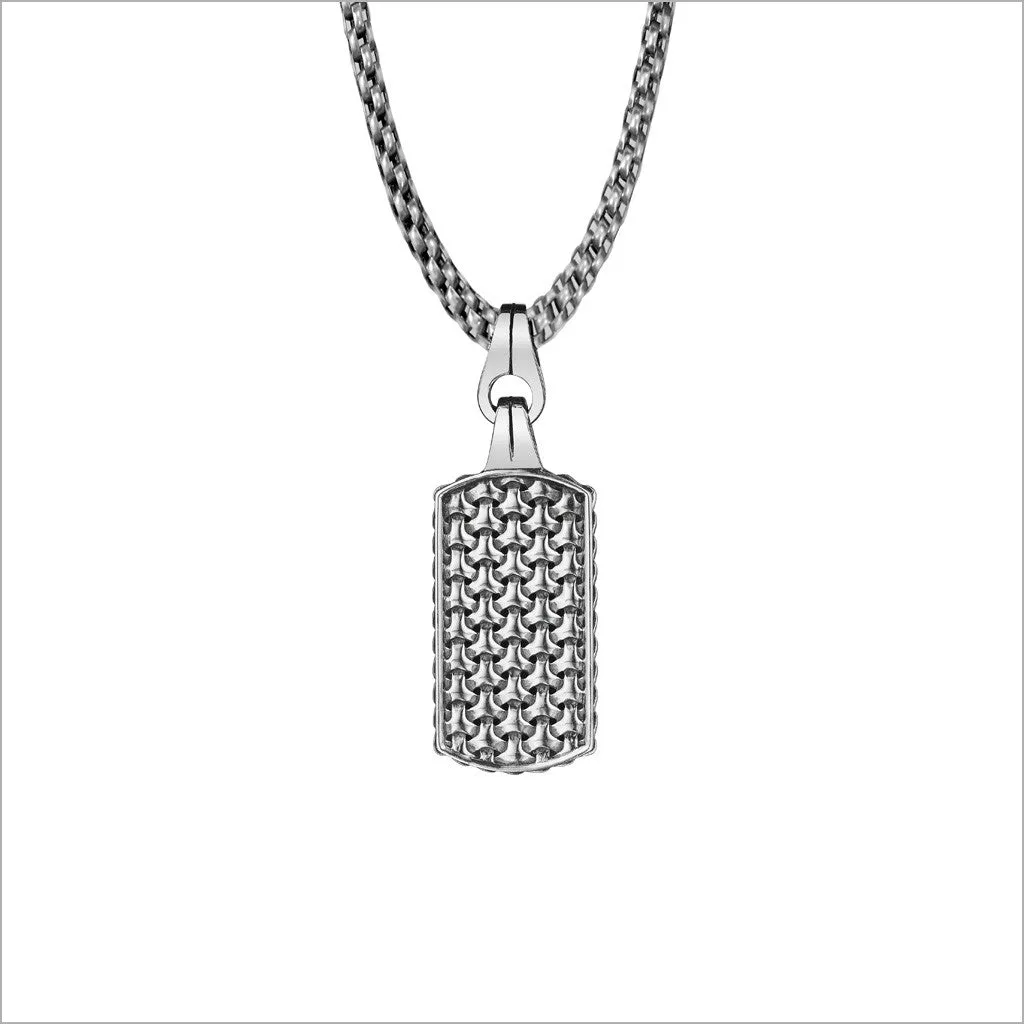 Men's Centauro Sterling Silver & Black Enamel Small Double-Sided Pendant