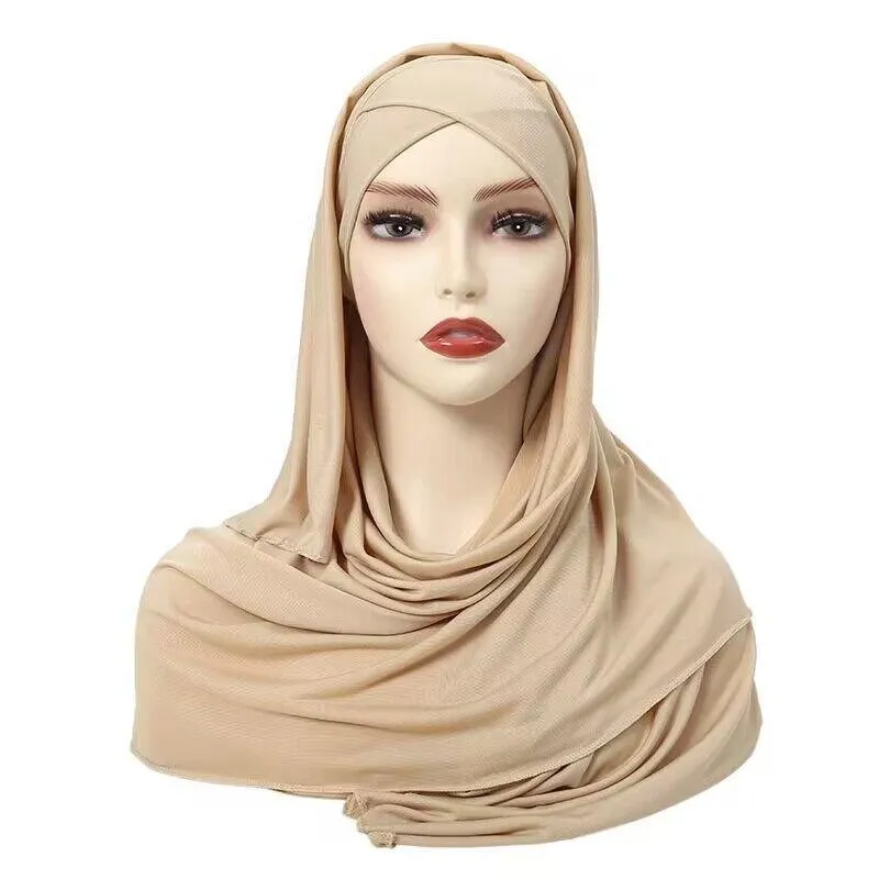 MH059 Solid Color Single Layer Cross Stretch Hijab