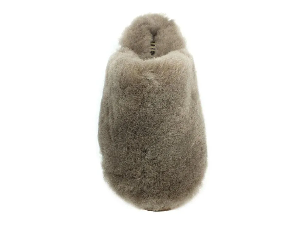 MOU Closed Toe Fur Slipper Solid Color Elephant Grey