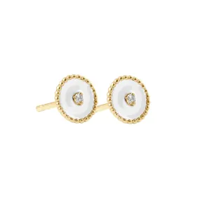 North Star, diamond White resin earrings, Yellow Gold