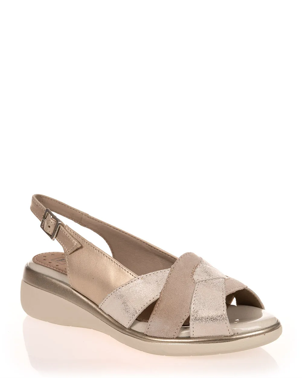 Pitillos 5012 Oro Hielo Oro Leather Low Wedge Sandal