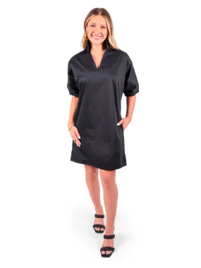 Poppy Dress - Black Cotton Poplin