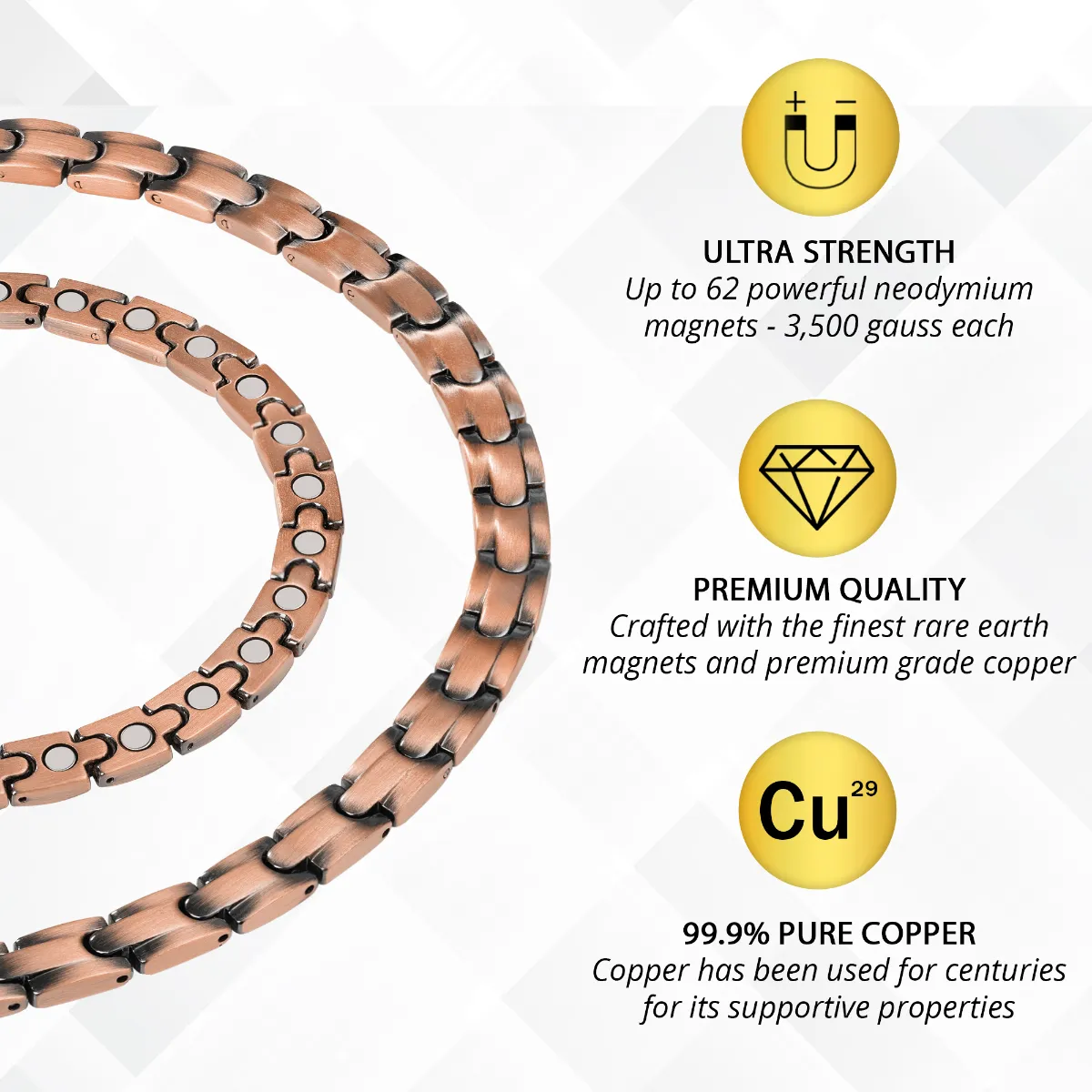 Powerful Copper Magnetic Therapy Necklace Classic Chain