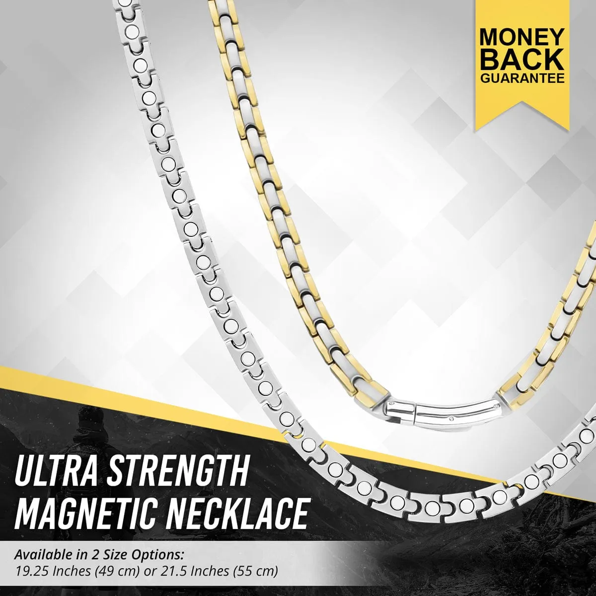 Powerful Silver & Gold Titanium Magnetic Therapy Necklace