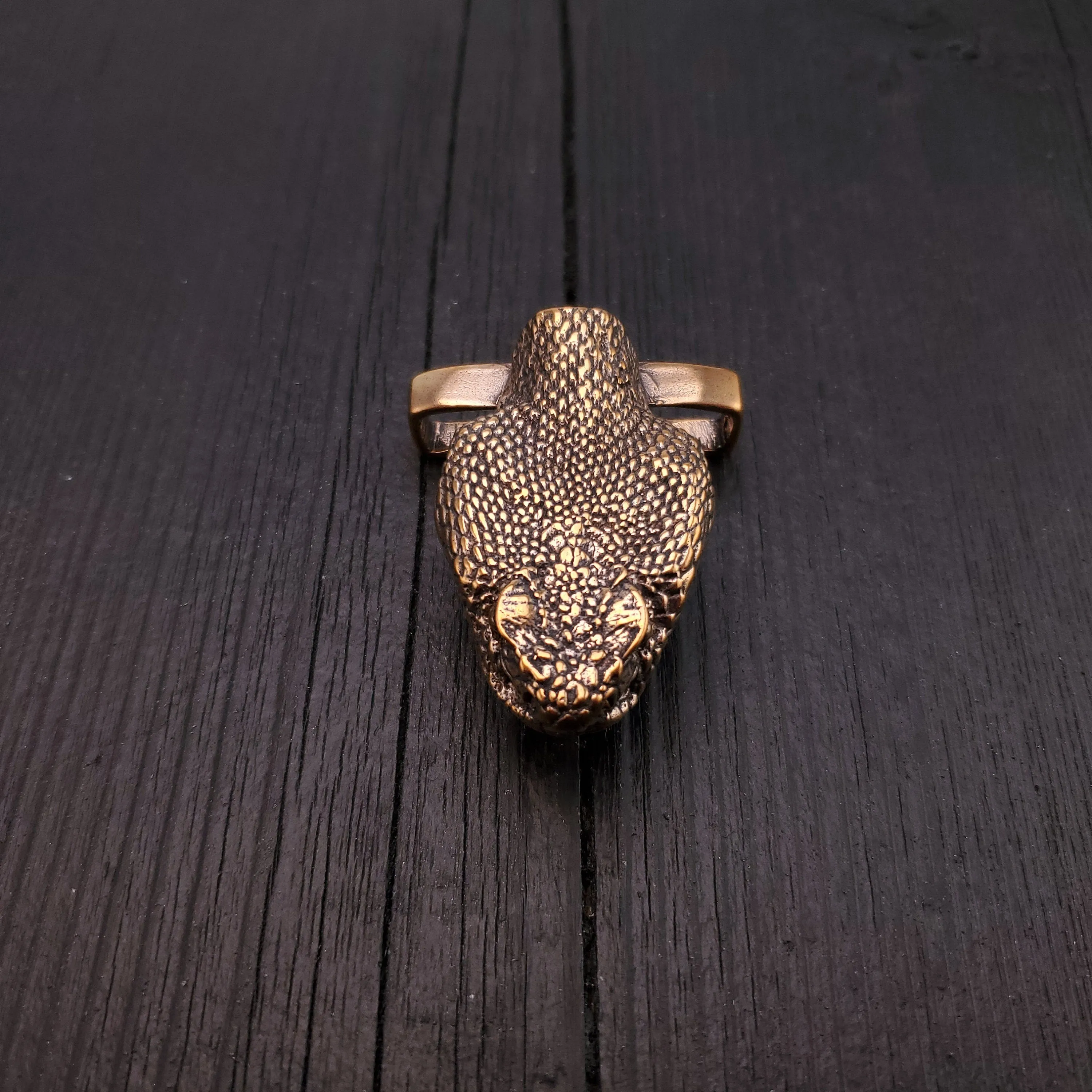 Rattlesnake Head Belt Buckle Bronze - Fits 1.5 Inch Belt