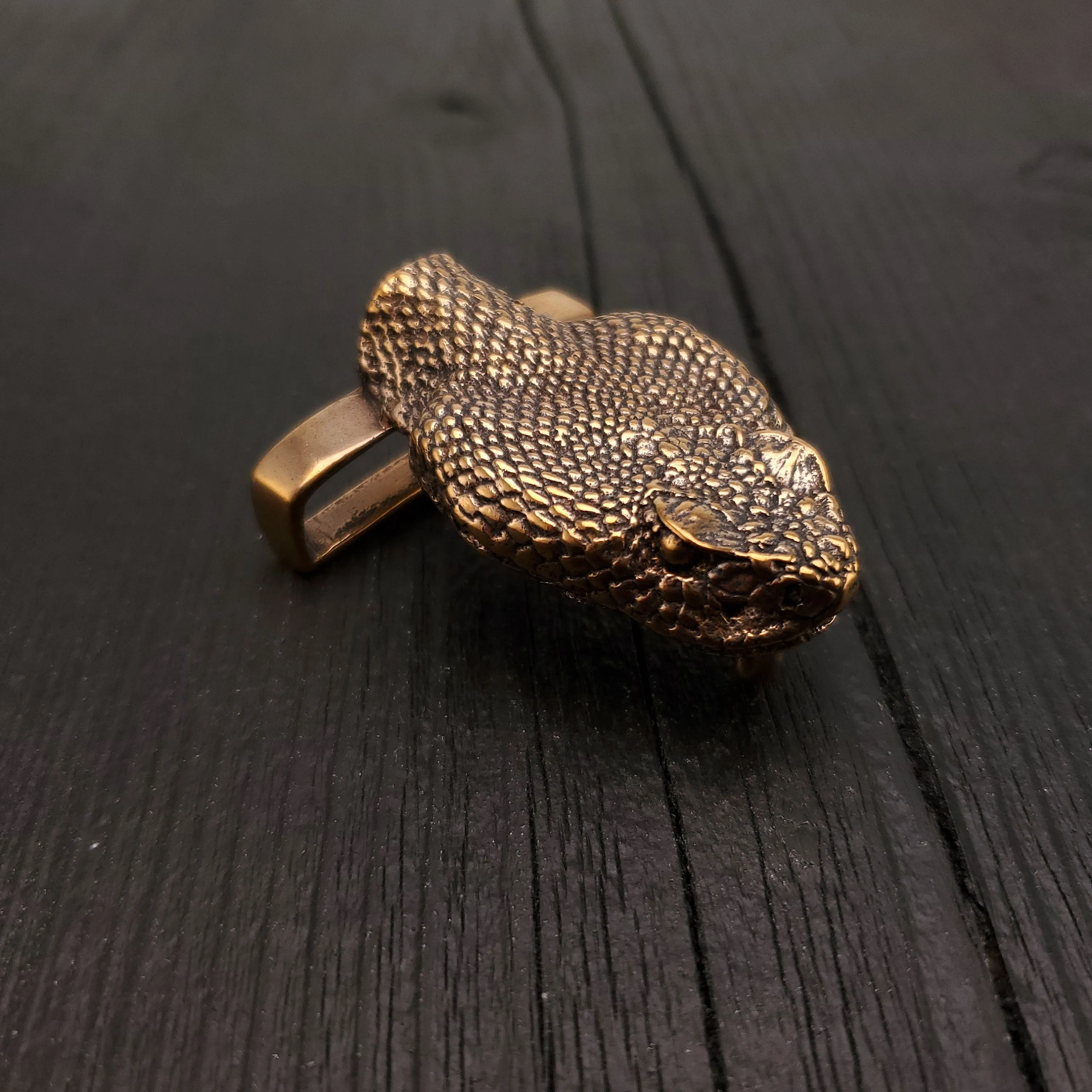 Rattlesnake Head Belt Buckle Bronze - Fits 1.5 Inch Belt