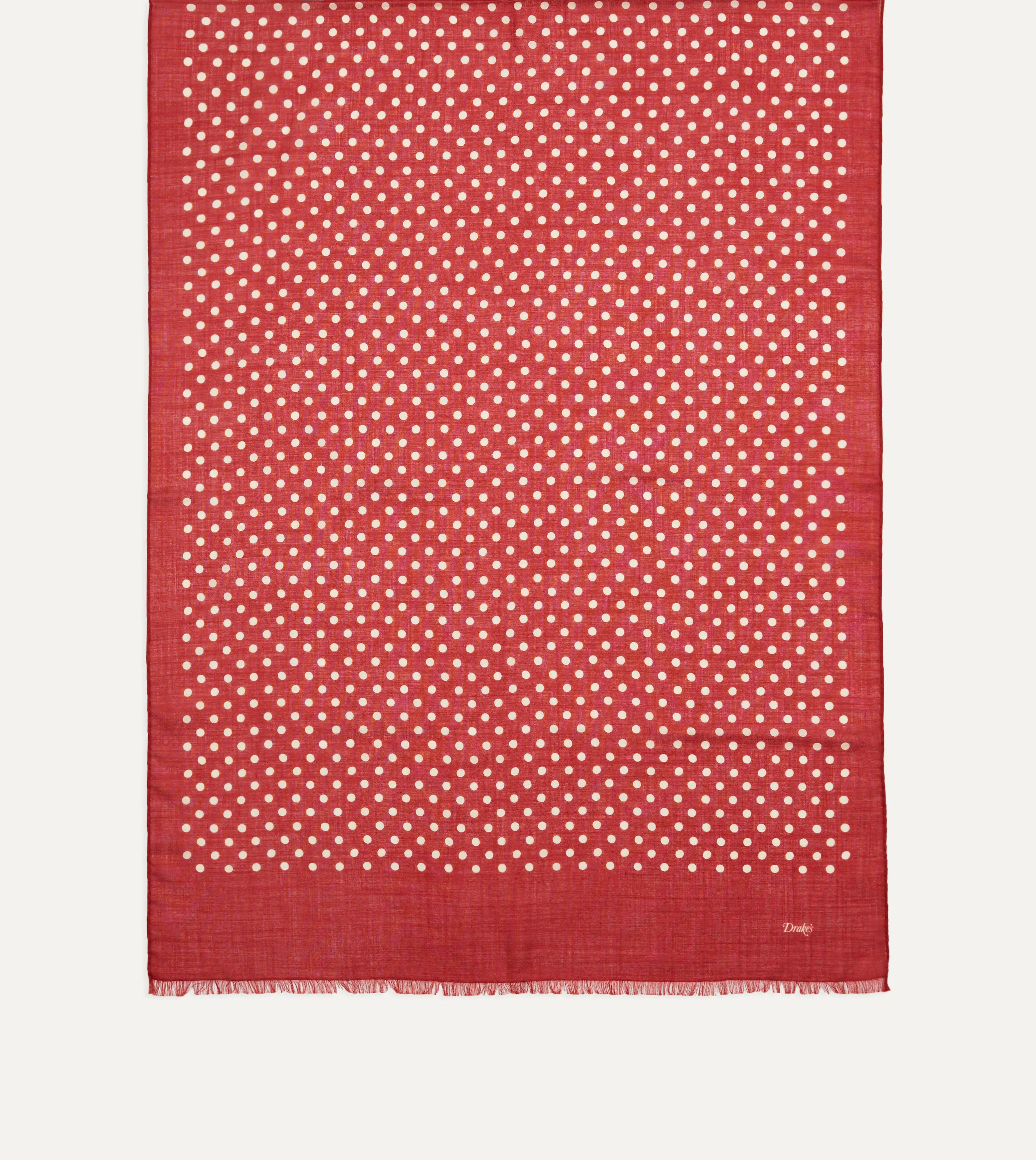 Red Hand-Drawn Polka Dot Wool Scarf