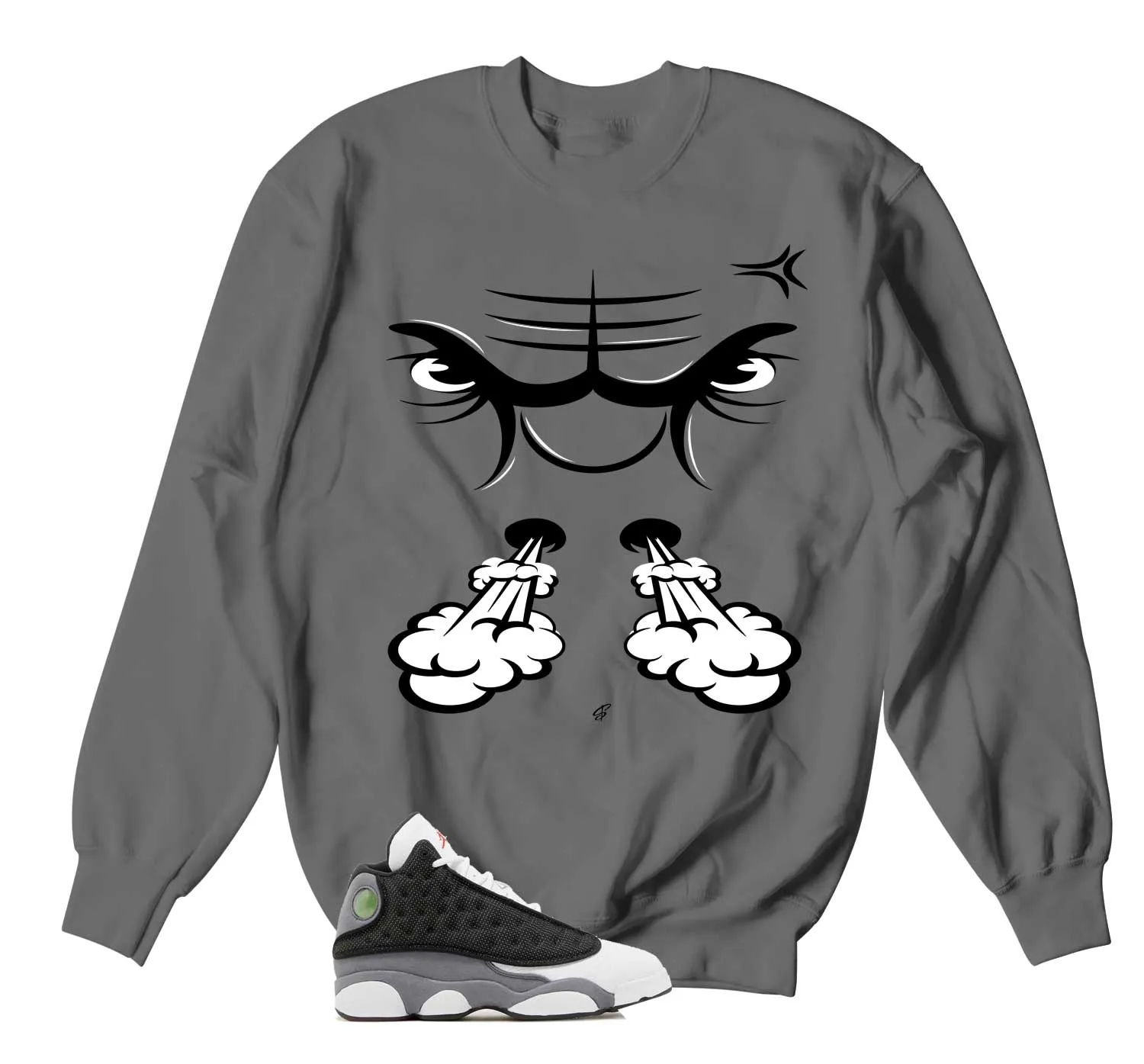 Retro 13 Black Flint Raging Face Sweater