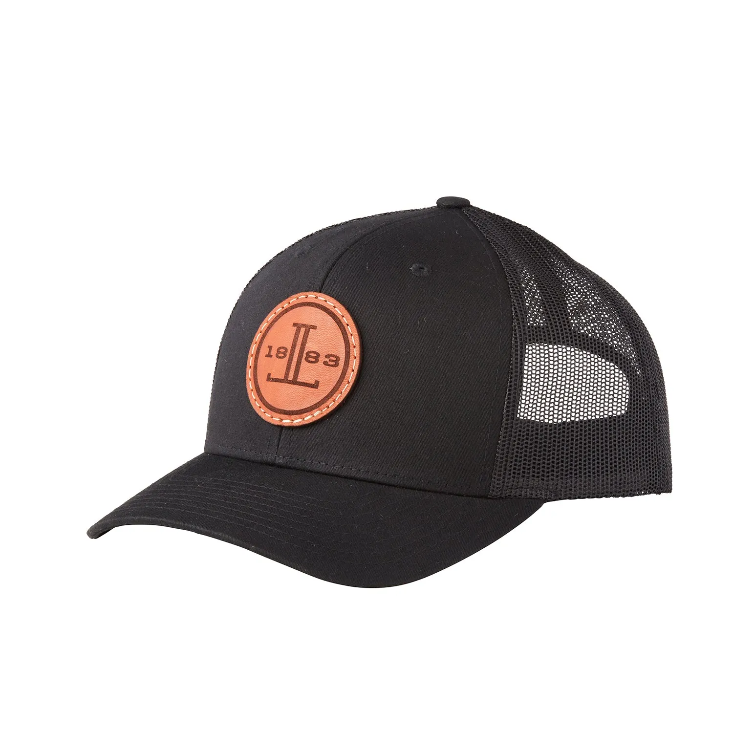 Round Leather Patch Cap :: Black