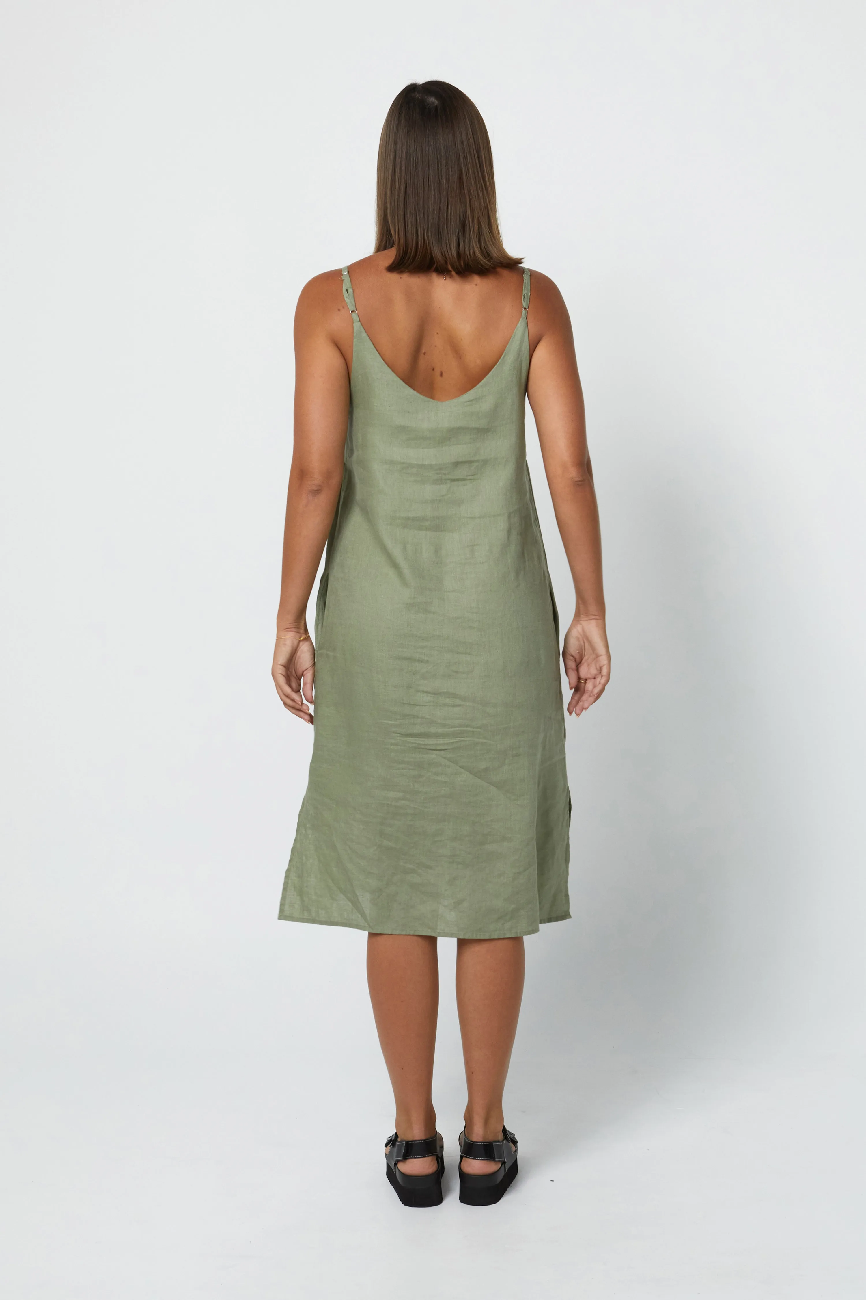 RYLEY LINEN DRESS - SAGE