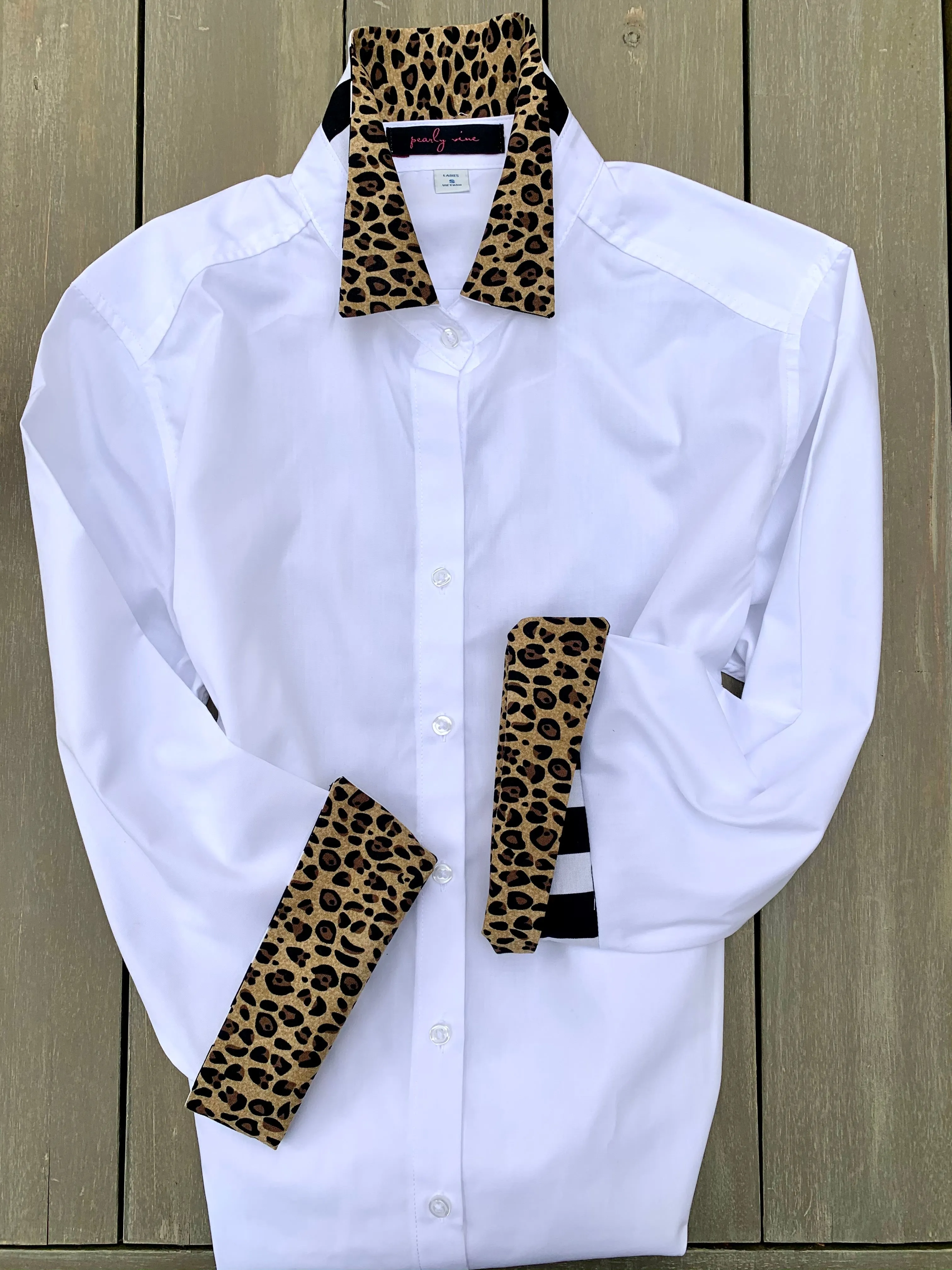 SALE - M & 2XL ONLY - Elizabeth 3/4 Sleeve Shirt w Cheetah and Stripe (3413) *FINAL SALE*