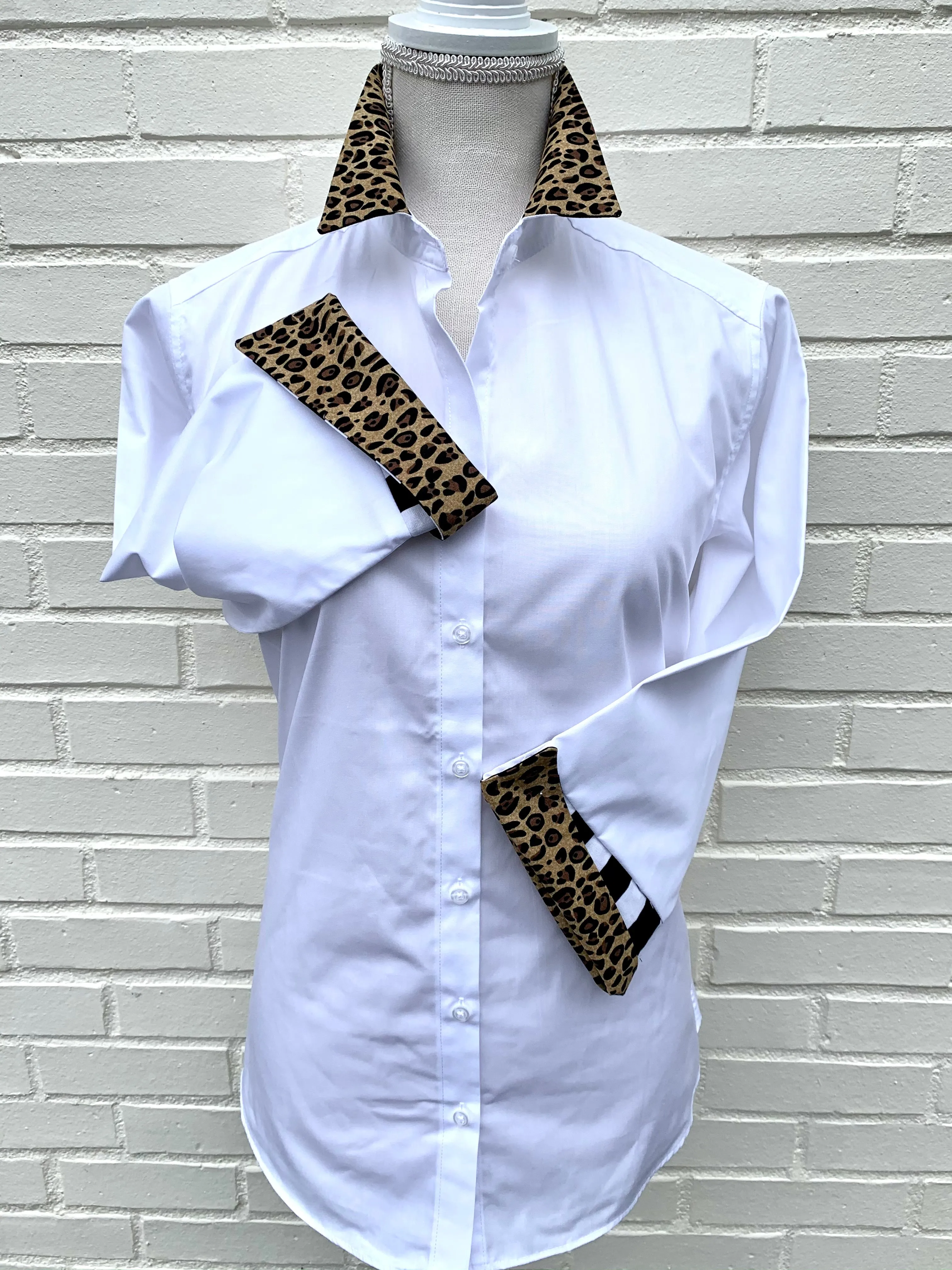 SALE - M & 2XL ONLY - Elizabeth 3/4 Sleeve Shirt w Cheetah and Stripe (3413) *FINAL SALE*