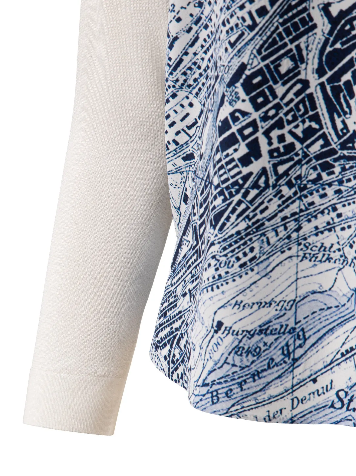 Silk Knit Pullover St.Gallen Map Print Front