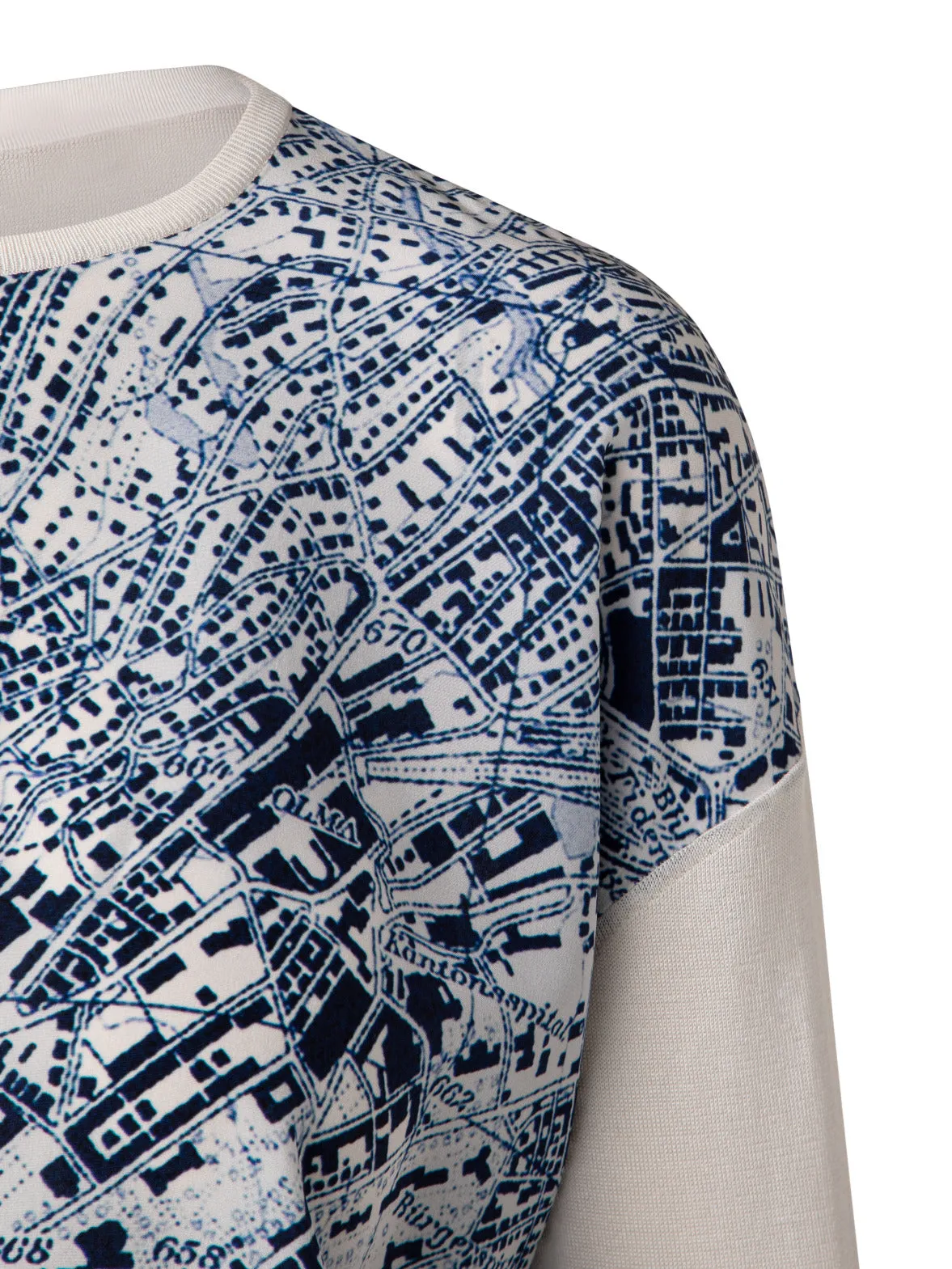 Silk Knit Pullover St.Gallen Map Print Front