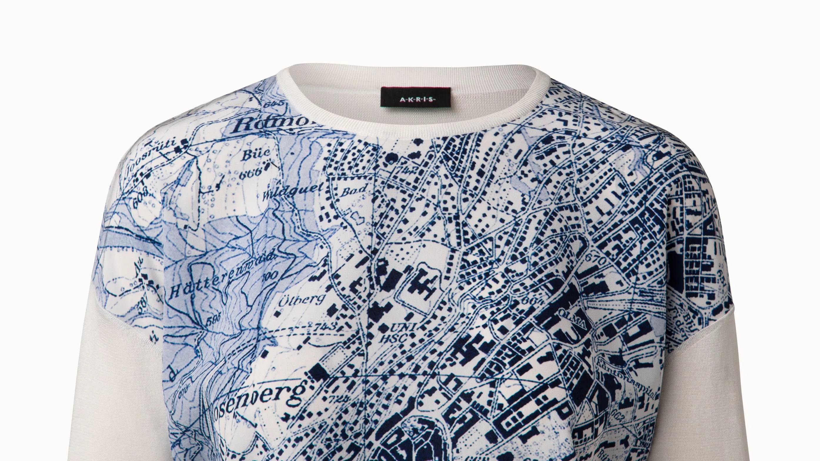 Silk Knit Pullover St.Gallen Map Print Front