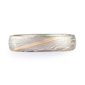 Sophisticated Wedding Band in Twist Pattern and Ash Palette with Gold Stratum