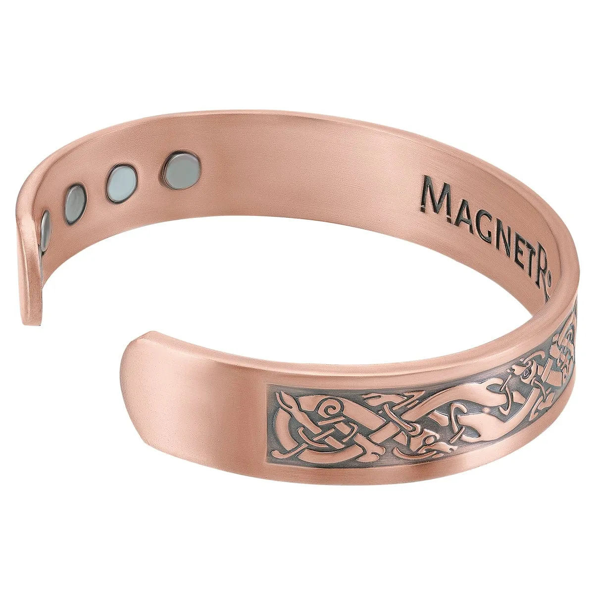 Stamped Viking Magnetic Copper Bracelet Cuff for Men