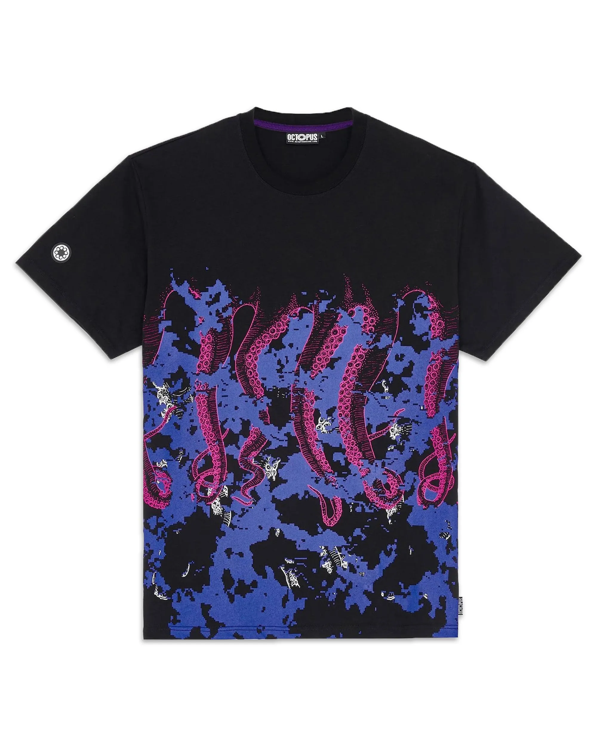 T-Shirt Uomo Octopus Glitch Tee Black