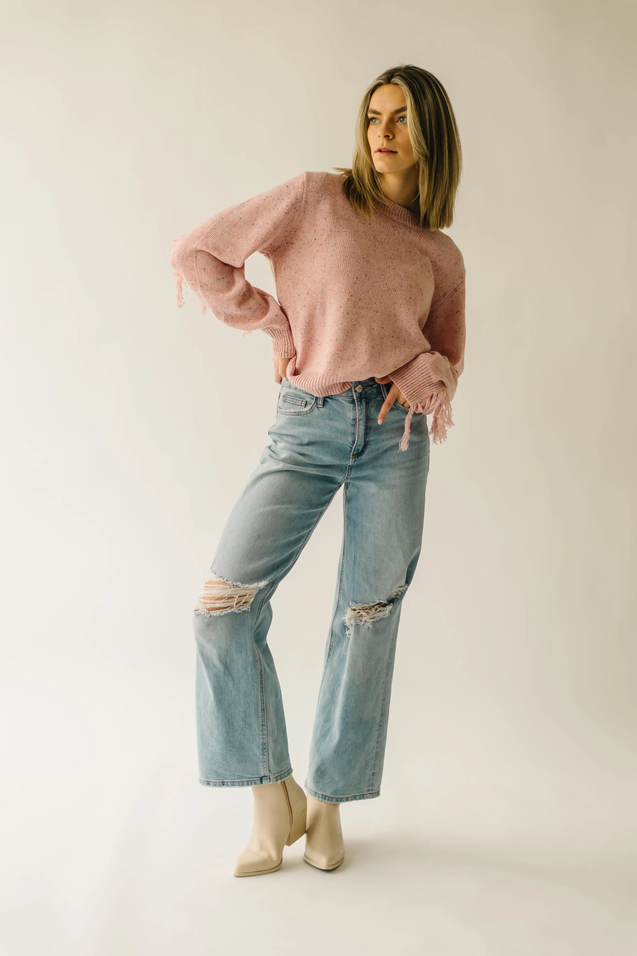 The Rolleston Knit Sweater in Dusty Pink