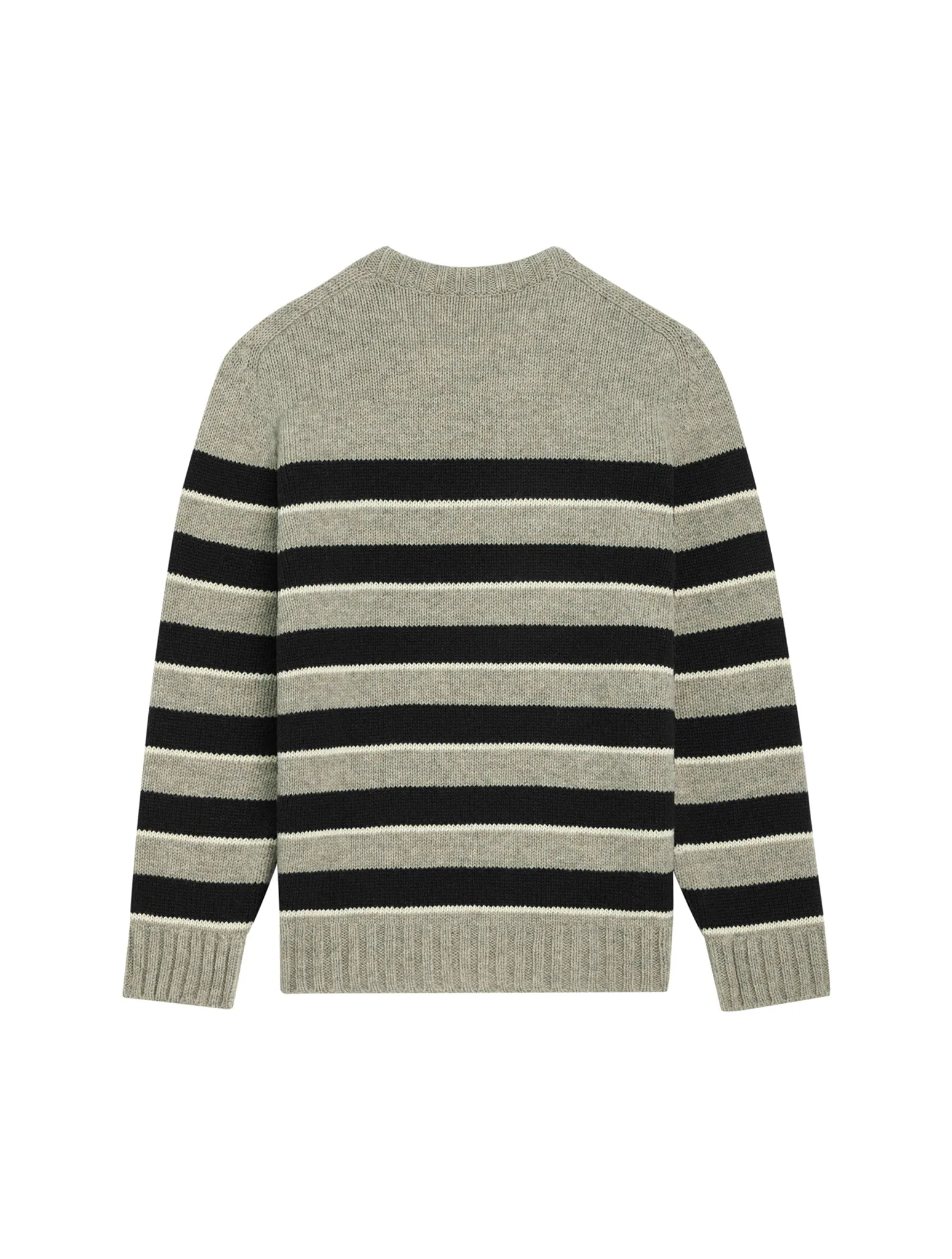 TRIOMPHE CREW NECK SWEATER IN LIGHT GRAY / BLACK STRIPED WOOL