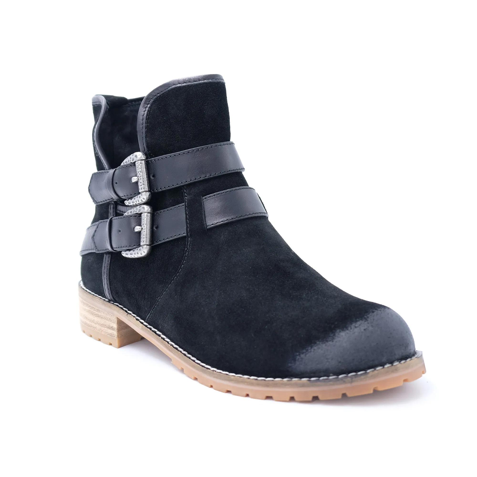 Tyler - Stylish Fashion Sheepskin Boot with Straps and Zip - Genuine Australian Sheepskin [Clearance]