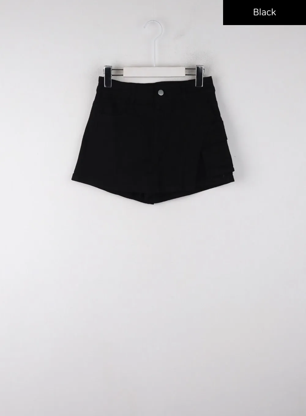 Unbalanced Solid High Waist Button Cargo Mini Skirt CD329