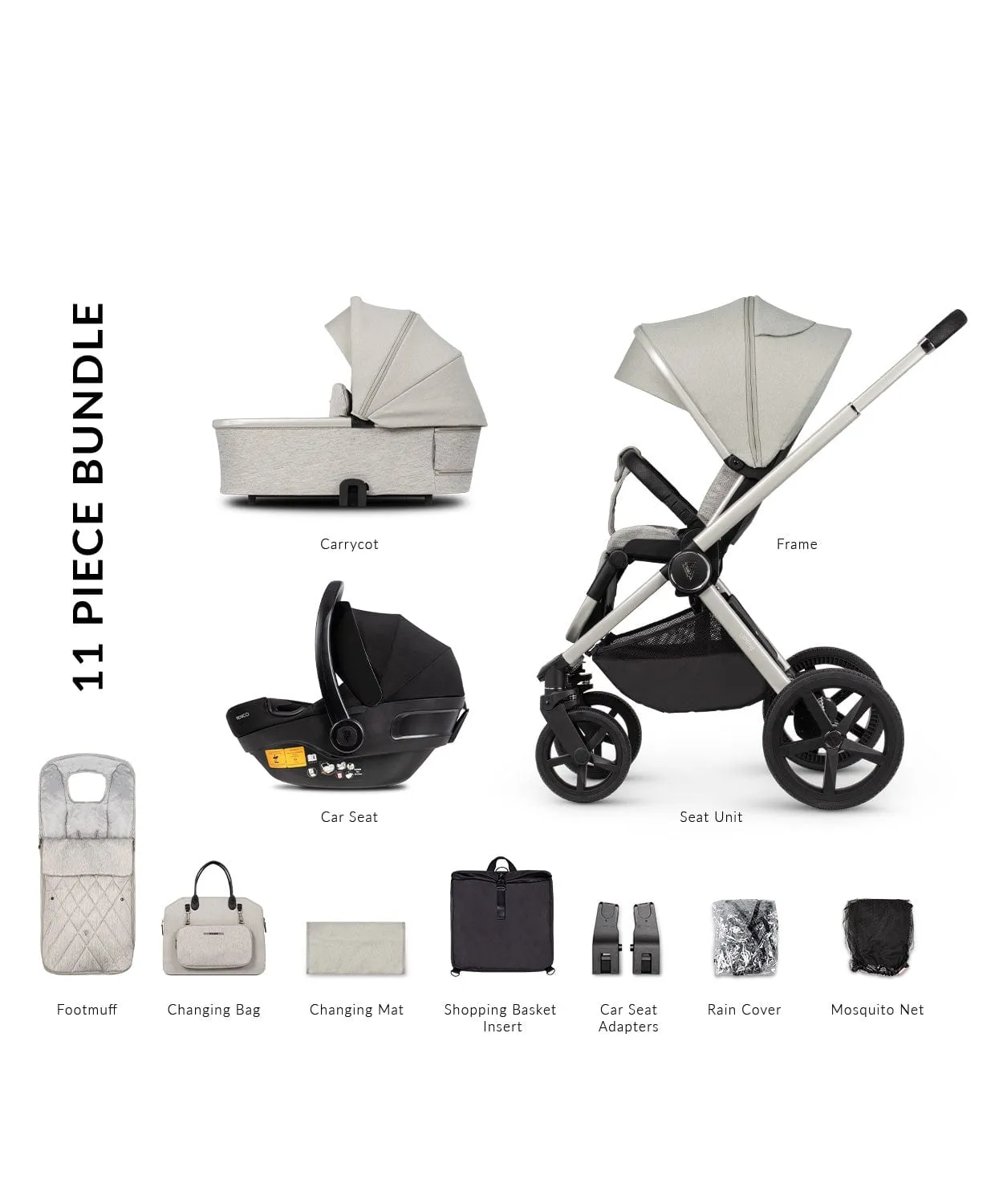 Venicci 3 in 1 Tinum UPLINE Pram - Moonstone