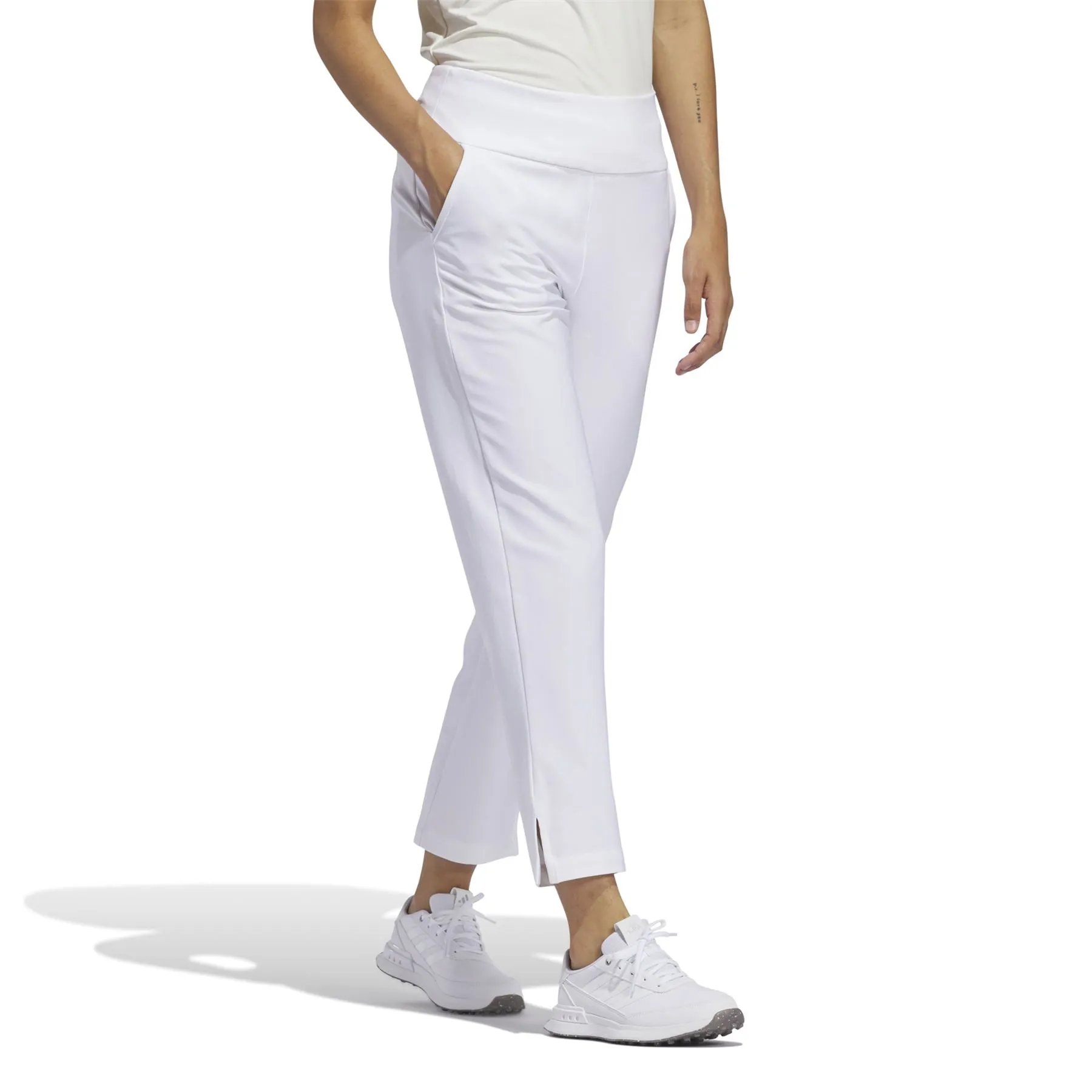 Womens Ultimate365 Regular Fit Solid Ankle Trousers White - SS24