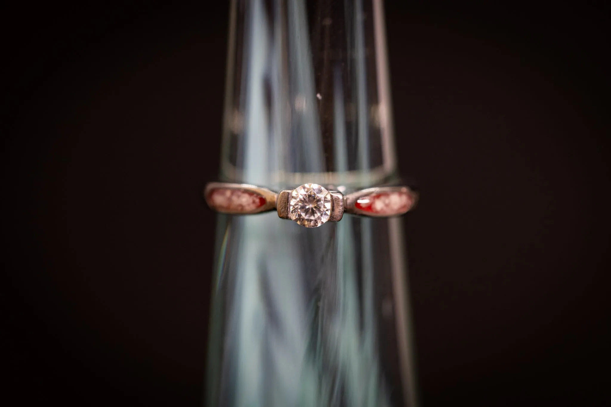 Zircon Ring with Crystal Resin Cremains Accents